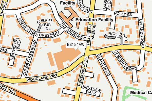 BS15 1AW map - OS OpenMap – Local (Ordnance Survey)