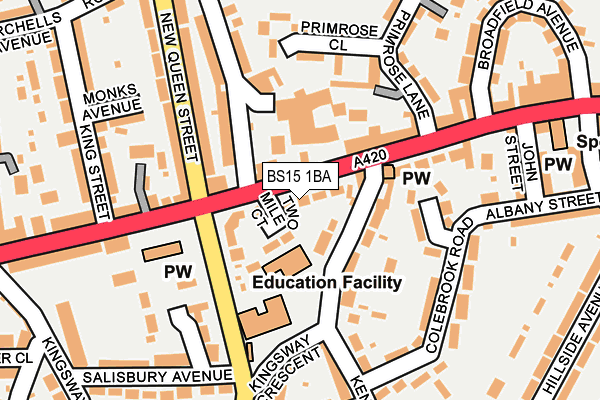 BS15 1BA map - OS OpenMap – Local (Ordnance Survey)