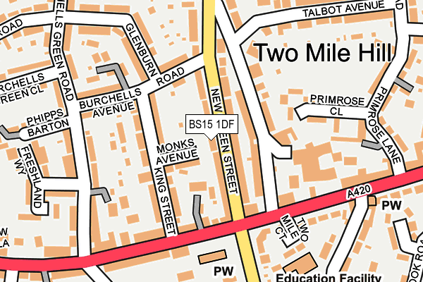 BS15 1DF map - OS OpenMap – Local (Ordnance Survey)