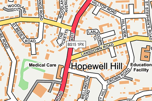 BS15 1PX map - OS OpenMap – Local (Ordnance Survey)