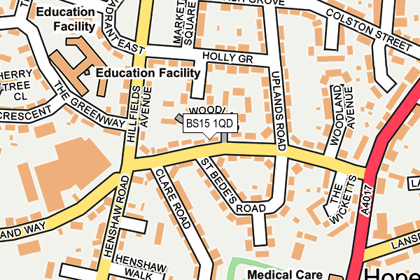BS15 1QD map - OS OpenMap – Local (Ordnance Survey)