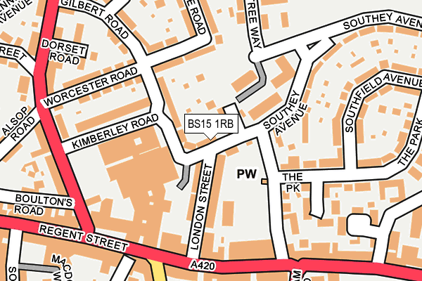 BS15 1RB map - OS OpenMap – Local (Ordnance Survey)
