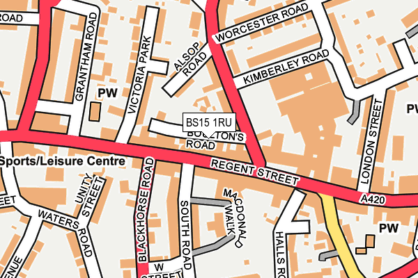 BS15 1RU map - OS OpenMap – Local (Ordnance Survey)