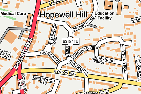 BS15 1TU map - OS OpenMap – Local (Ordnance Survey)