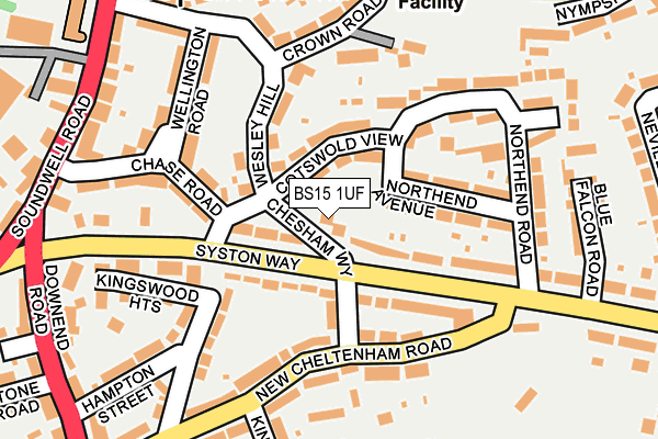 BS15 1UF map - OS OpenMap – Local (Ordnance Survey)