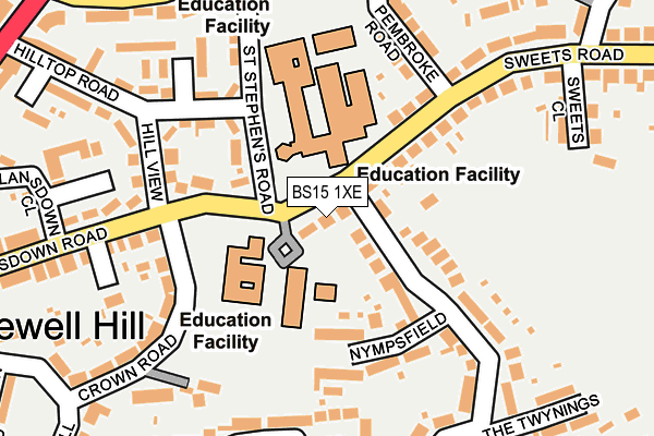 BS15 1XE map - OS OpenMap – Local (Ordnance Survey)