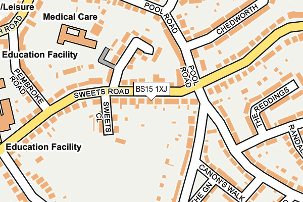 BS15 1XJ map - OS OpenMap – Local (Ordnance Survey)