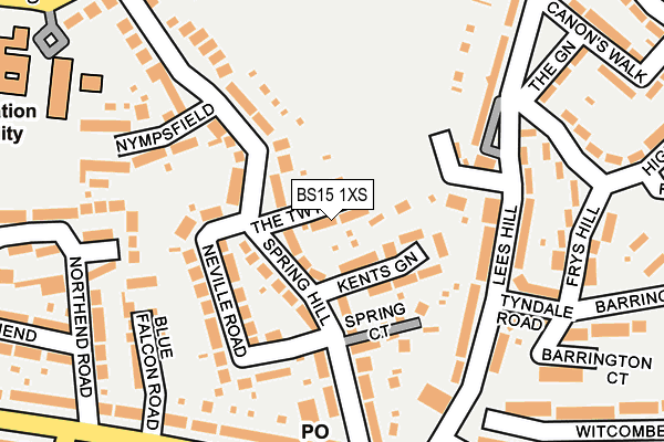 BS15 1XS map - OS OpenMap – Local (Ordnance Survey)