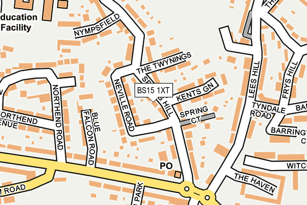 BS15 1XT map - OS OpenMap – Local (Ordnance Survey)