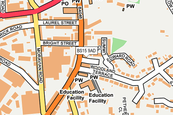 BS15 9AD map - OS OpenMap – Local (Ordnance Survey)