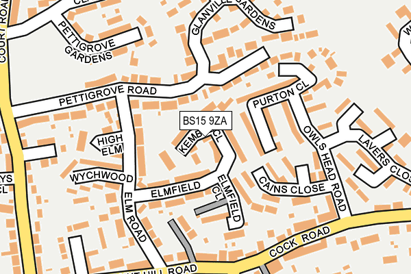 BS15 9ZA map - OS OpenMap – Local (Ordnance Survey)