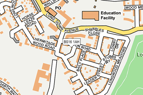 BS16 1AH map - OS OpenMap – Local (Ordnance Survey)