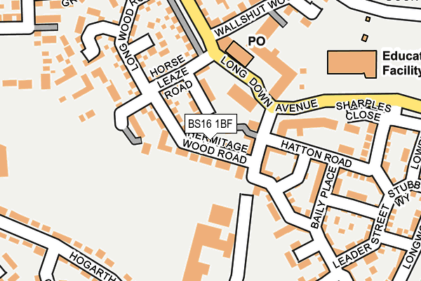 BS16 1BF map - OS OpenMap – Local (Ordnance Survey)