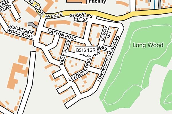 BS16 1GR map - OS OpenMap – Local (Ordnance Survey)
