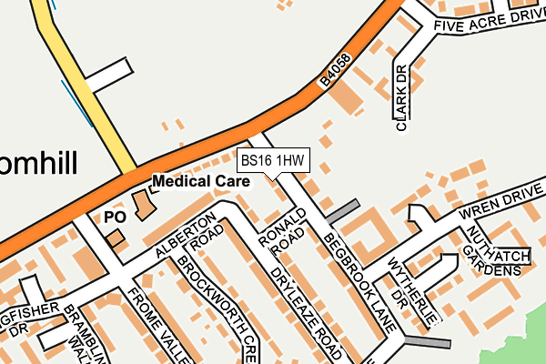 BS16 1HW map - OS OpenMap – Local (Ordnance Survey)