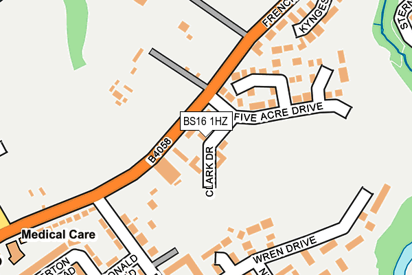 BS16 1HZ map - OS OpenMap – Local (Ordnance Survey)