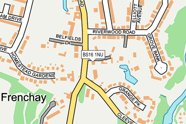 BS16 1NU map - OS OpenMap – Local (Ordnance Survey)