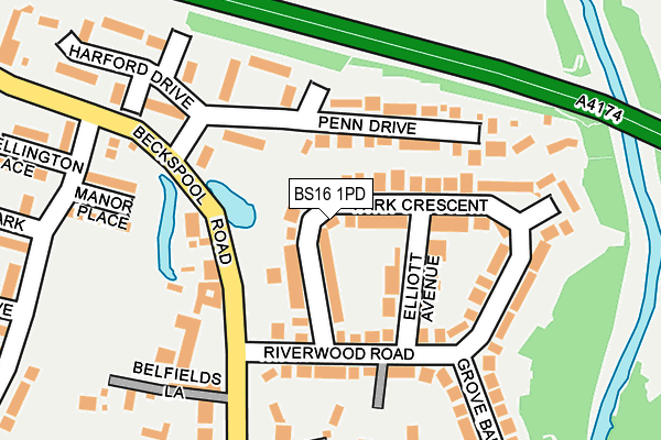 BS16 1PD map - OS OpenMap – Local (Ordnance Survey)