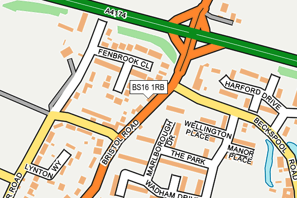BS16 1RB map - OS OpenMap – Local (Ordnance Survey)
