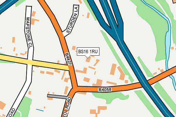 BS16 1RU map - OS OpenMap – Local (Ordnance Survey)