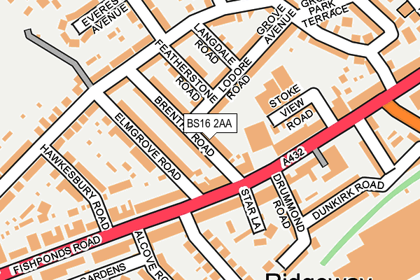 BS16 2AA map - OS OpenMap – Local (Ordnance Survey)