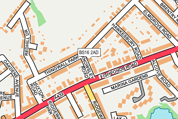 BS16 2AD map - OS OpenMap – Local (Ordnance Survey)