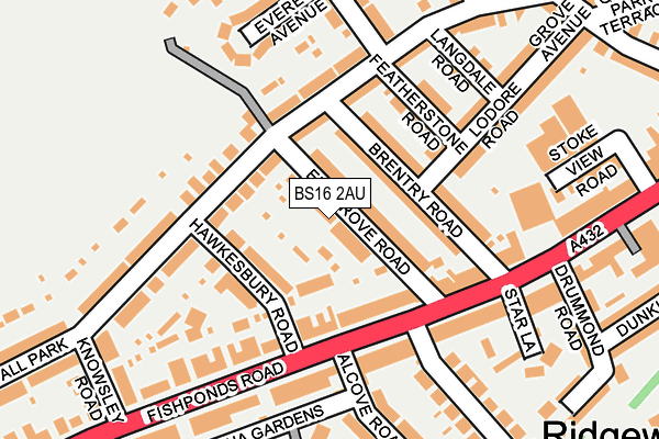 BS16 2AU map - OS OpenMap – Local (Ordnance Survey)