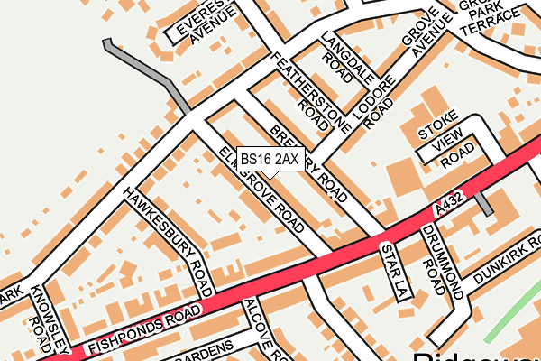 BS16 2AX map - OS OpenMap – Local (Ordnance Survey)