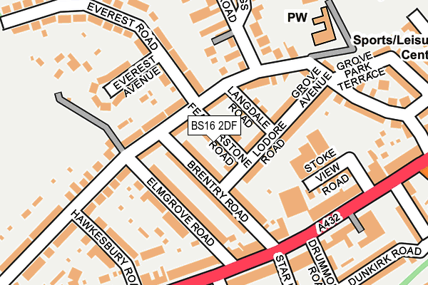 BS16 2DF map - OS OpenMap – Local (Ordnance Survey)