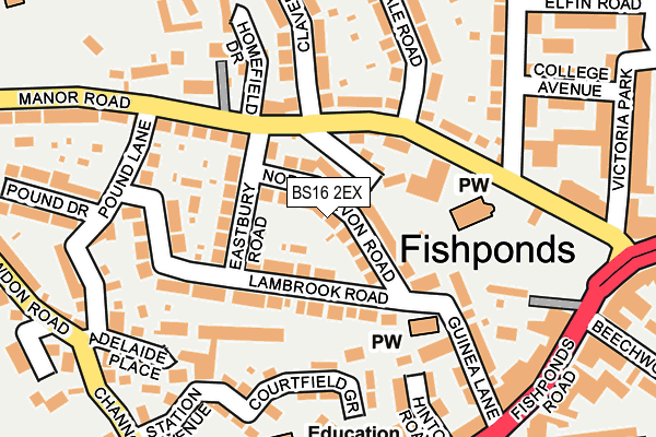 BS16 2EX map - OS OpenMap – Local (Ordnance Survey)