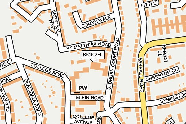 BS16 2FL map - OS OpenMap – Local (Ordnance Survey)