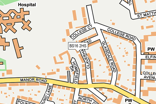 BS16 2HS map - OS OpenMap – Local (Ordnance Survey)