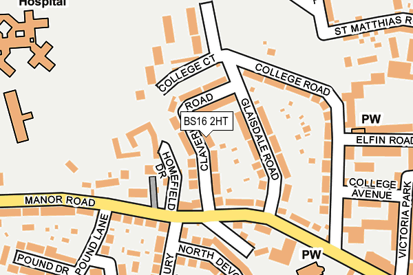 BS16 2HT map - OS OpenMap – Local (Ordnance Survey)