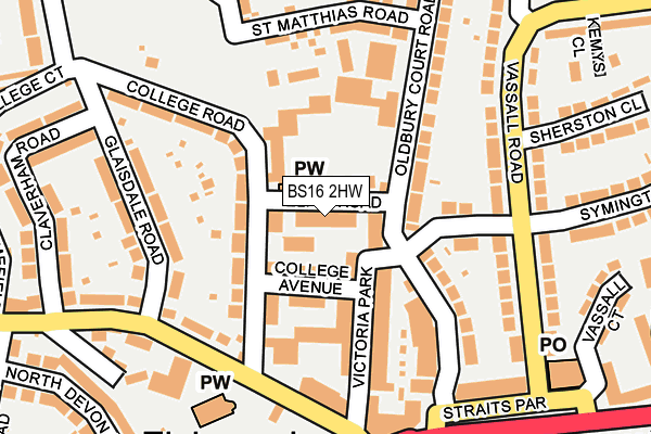 BS16 2HW map - OS OpenMap – Local (Ordnance Survey)