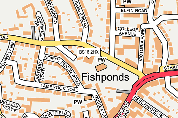 BS16 2HX map - OS OpenMap – Local (Ordnance Survey)