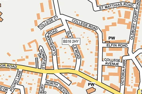 BS16 2HY map - OS OpenMap – Local (Ordnance Survey)