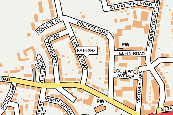 BS16 2HZ map - OS OpenMap – Local (Ordnance Survey)
