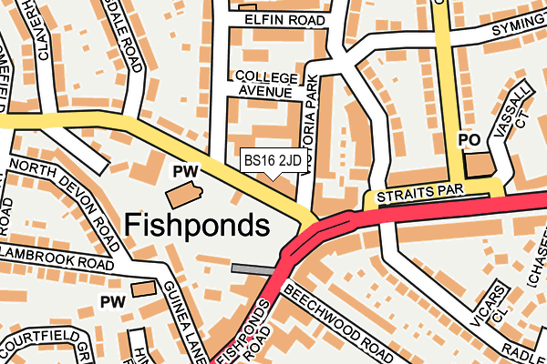 BS16 2JD map - OS OpenMap – Local (Ordnance Survey)