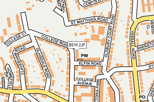 BS16 2JP map - OS OpenMap – Local (Ordnance Survey)