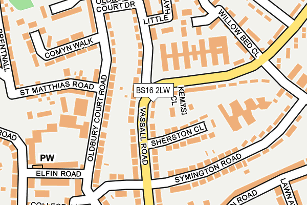 BS16 2LW map - OS OpenMap – Local (Ordnance Survey)
