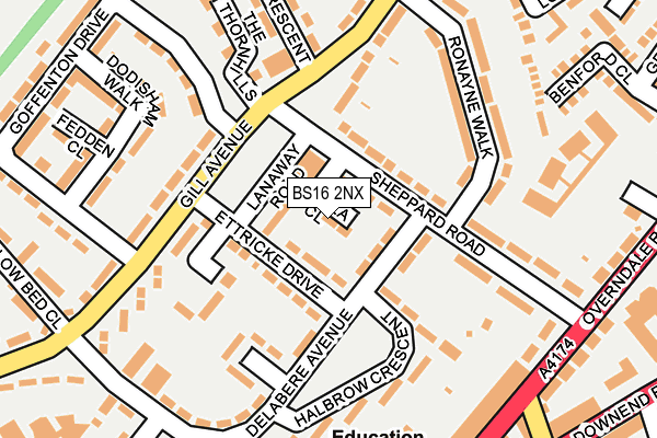 BS16 2NX map - OS OpenMap – Local (Ordnance Survey)
