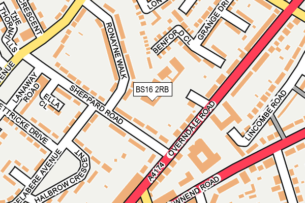 BS16 2RB map - OS OpenMap – Local (Ordnance Survey)