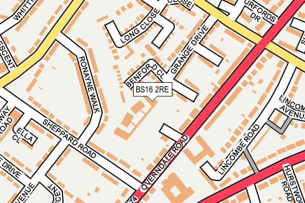 BS16 2RE map - OS OpenMap – Local (Ordnance Survey)