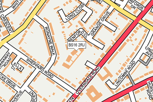 BS16 2RJ map - OS OpenMap – Local (Ordnance Survey)