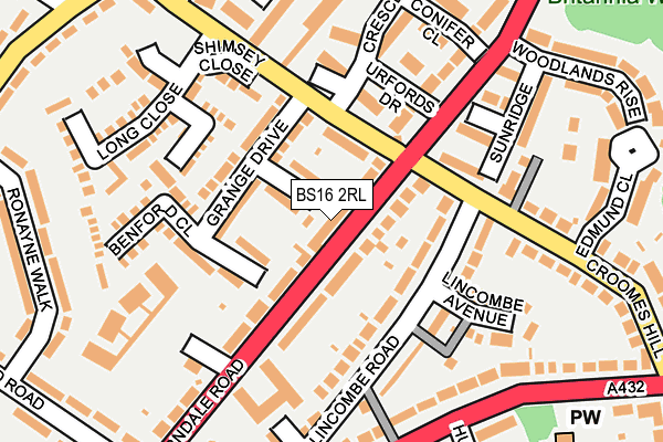 BS16 2RL map - OS OpenMap – Local (Ordnance Survey)