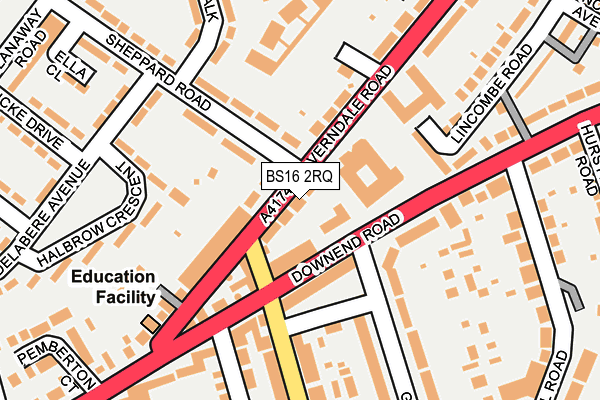 BS16 2RQ map - OS OpenMap – Local (Ordnance Survey)