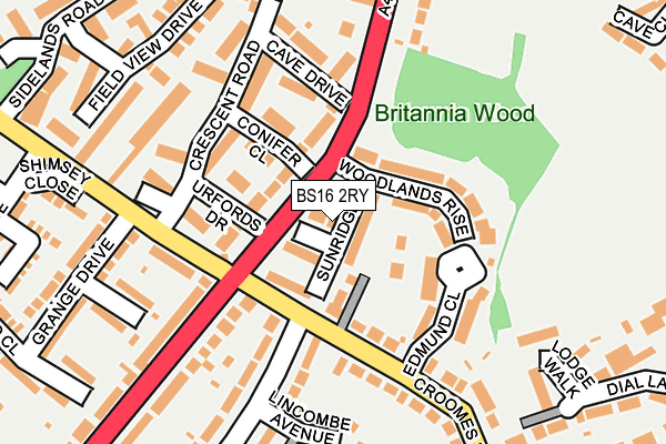 BS16 2RY map - OS OpenMap – Local (Ordnance Survey)