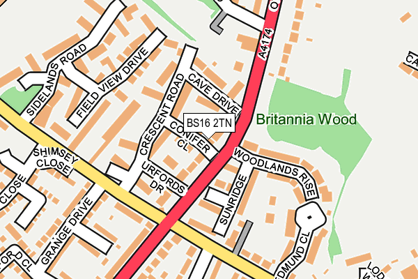 BS16 2TN map - OS OpenMap – Local (Ordnance Survey)