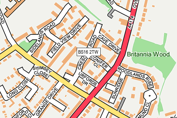 BS16 2TW map - OS OpenMap – Local (Ordnance Survey)