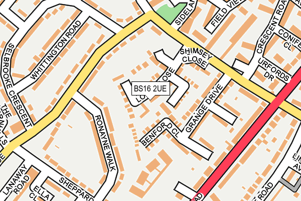 BS16 2UE map - OS OpenMap – Local (Ordnance Survey)